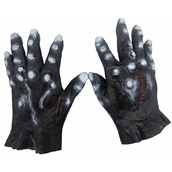 Vintage Ben Cooper Black Frankenstein Monster Hand Gloves Halloween Costume 1984